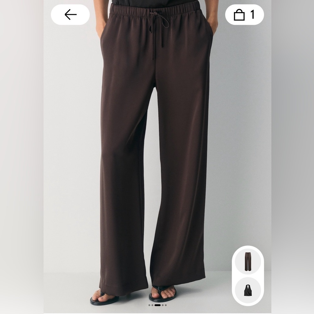 Aritzia Lodge Satin pant in Rich Mocha Brown